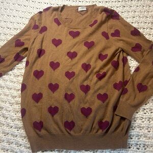 Heart Patterned Brown Sweater vintage retro L large